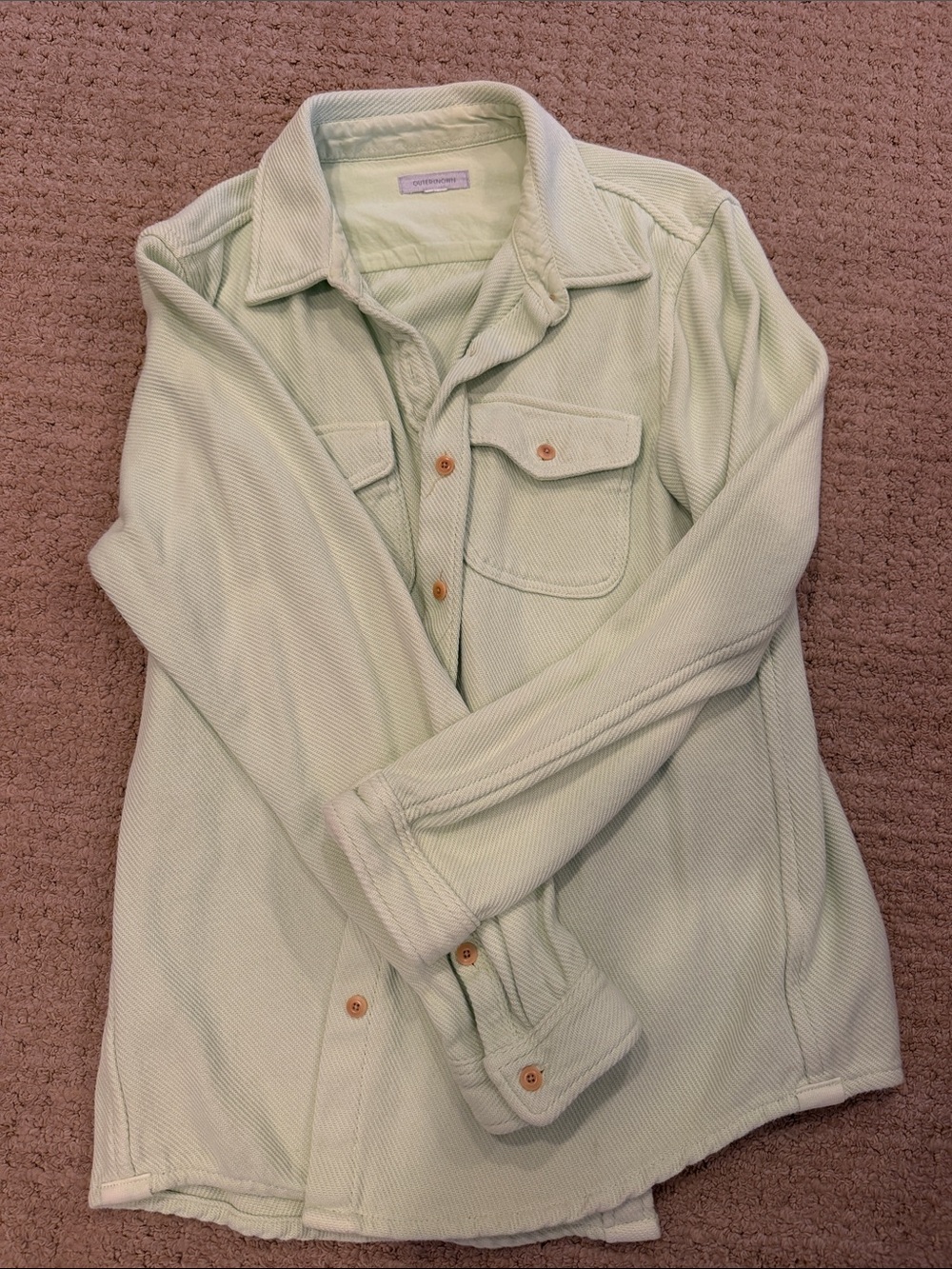 Outerknown chroma blanket shirt in Light Mint Green